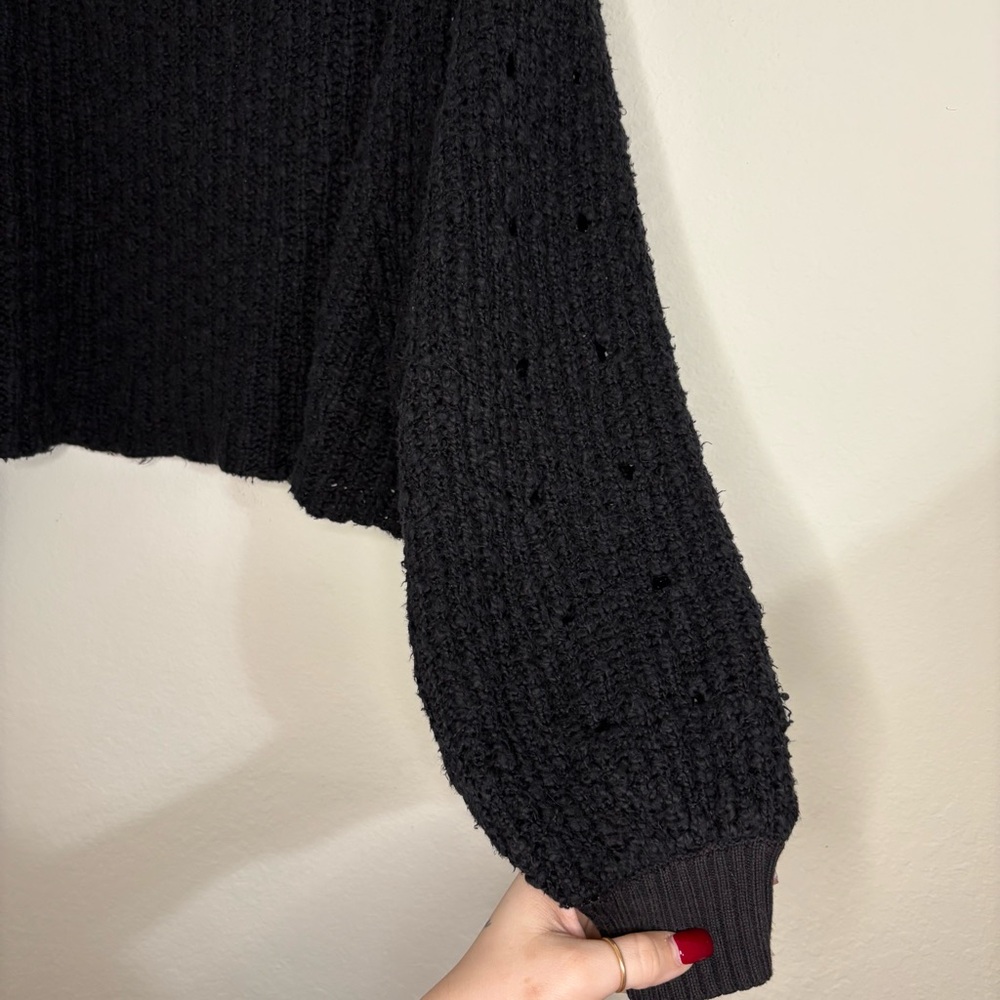 Free People Pandora's Boatneck Sweater in black size Small Oversized - Picture 3 of 13